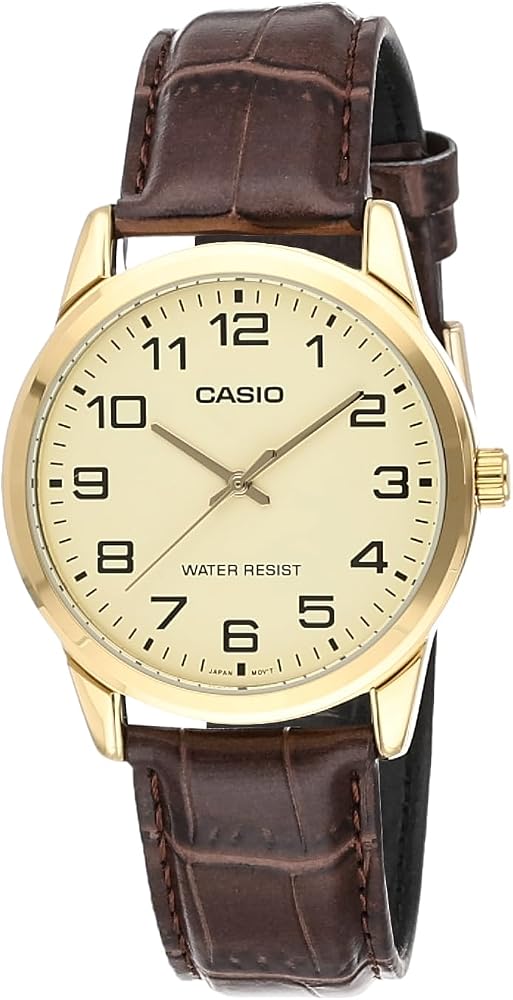 Casio Men's Mtp-v001gl-9b Quartz Watch with Genuine Leather