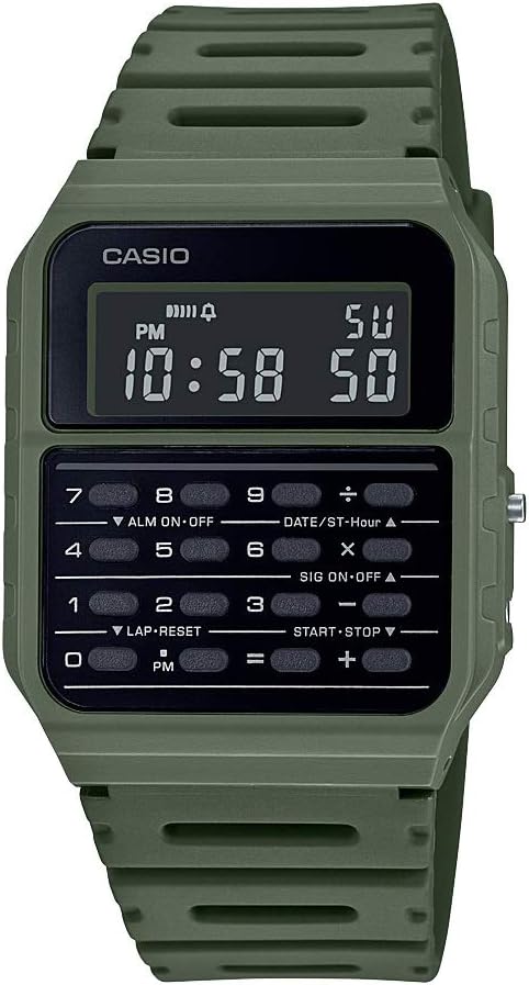 Casio CA53W Vintage Series | Data Bank | 1/100 SEC Stopwatch | Water Resistant | 8 Digit Calculator | Dual Time | Resin Ba...