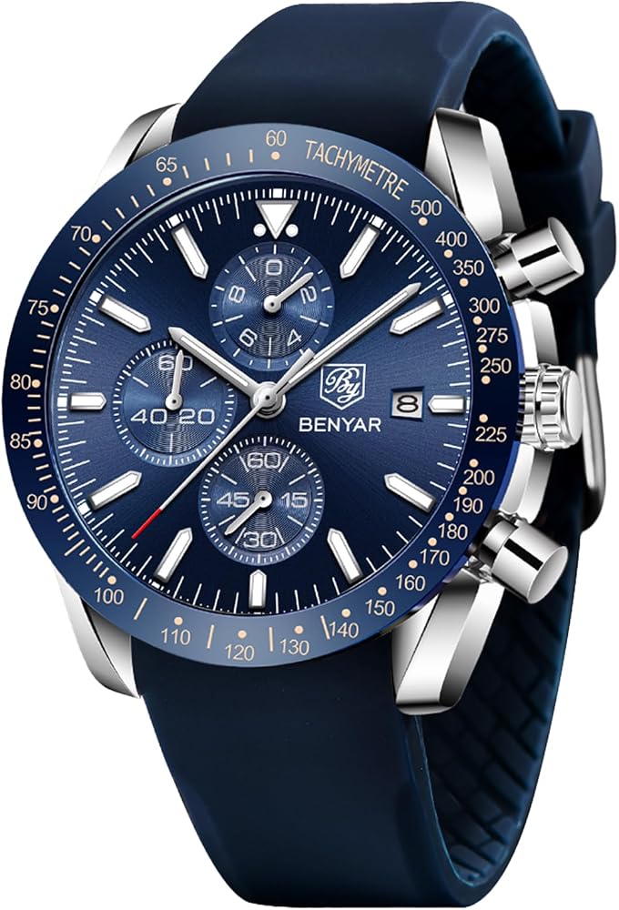 BENYAR Mens Watches Quartz Analog Chronograph Waterproof Wrist Watches for Men Fashion Business Work Casual Sport Dress Wa... image 1