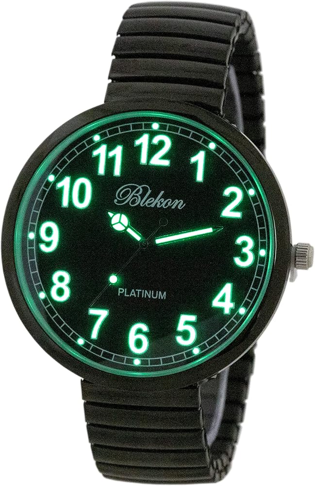 Blekon Collections New Super Large Face Stretch Band Luminous Hands and Numbers Dial Japanese Movement PC21J Fashion Watch