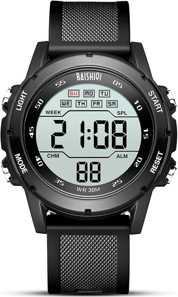 BAISHIOI Mens Watches Digital Casual Sports Military Watches for Men | Waterproof Wrist Watches Stopwatch Silicone Band wi...