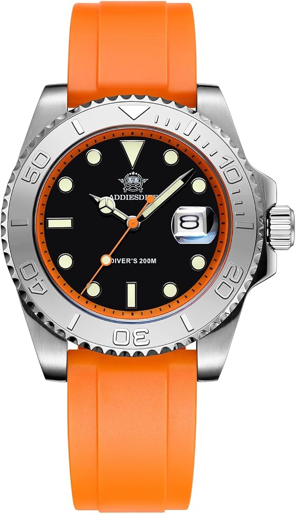 ADDIESDIVE Mens Dive Watch 41MM Analog Quartz 200M Waterproof Watches for Men with Rotatable Bezel BGM9 Luminous and Rubbe...